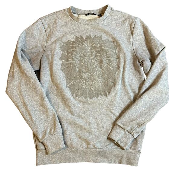 Antony Morato Crewneck Sweatshirt Size Small Gray Embroidered Lion Streetwear - Picture 1 of 5